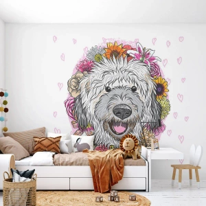 Fotótapéta Premium Sand - Kölyökkutya öröm - Absztrakció, Kutya, Gyerekeknek - 100x70 cm
