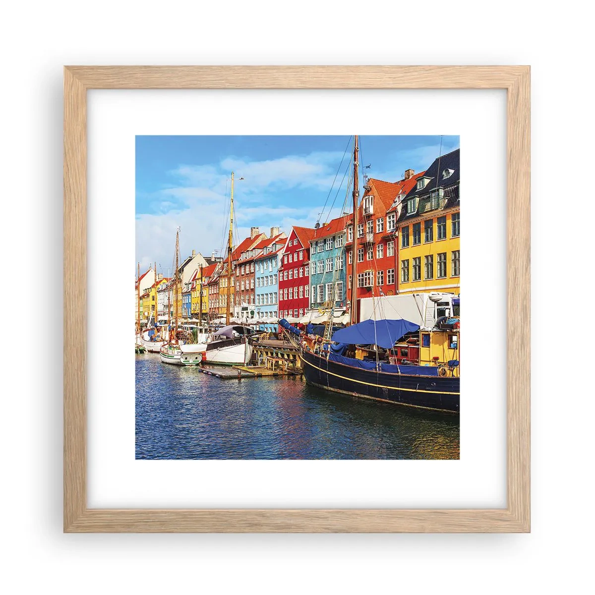 Poszter világos tölgy keretben - Örömteli rakpart - 30x30 cm