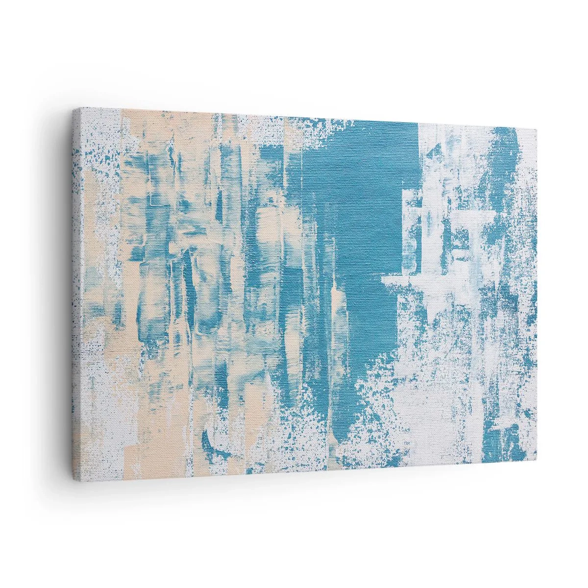 Vászonkép - Absztrakt kompozíció kék és fehér árnyalatokban - 70x50cm - Jégcsapon keresztül - Modern fali dekoráció nappalihoz és hálószobához ARTTOR