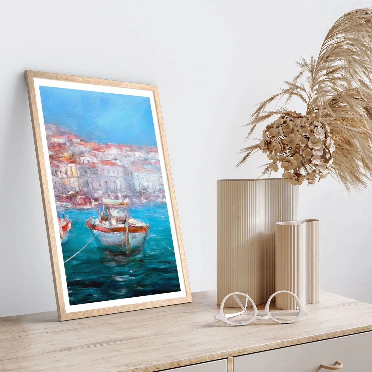 Poszter világos tölgy keretben - Olasz öböl - 61x91 cm