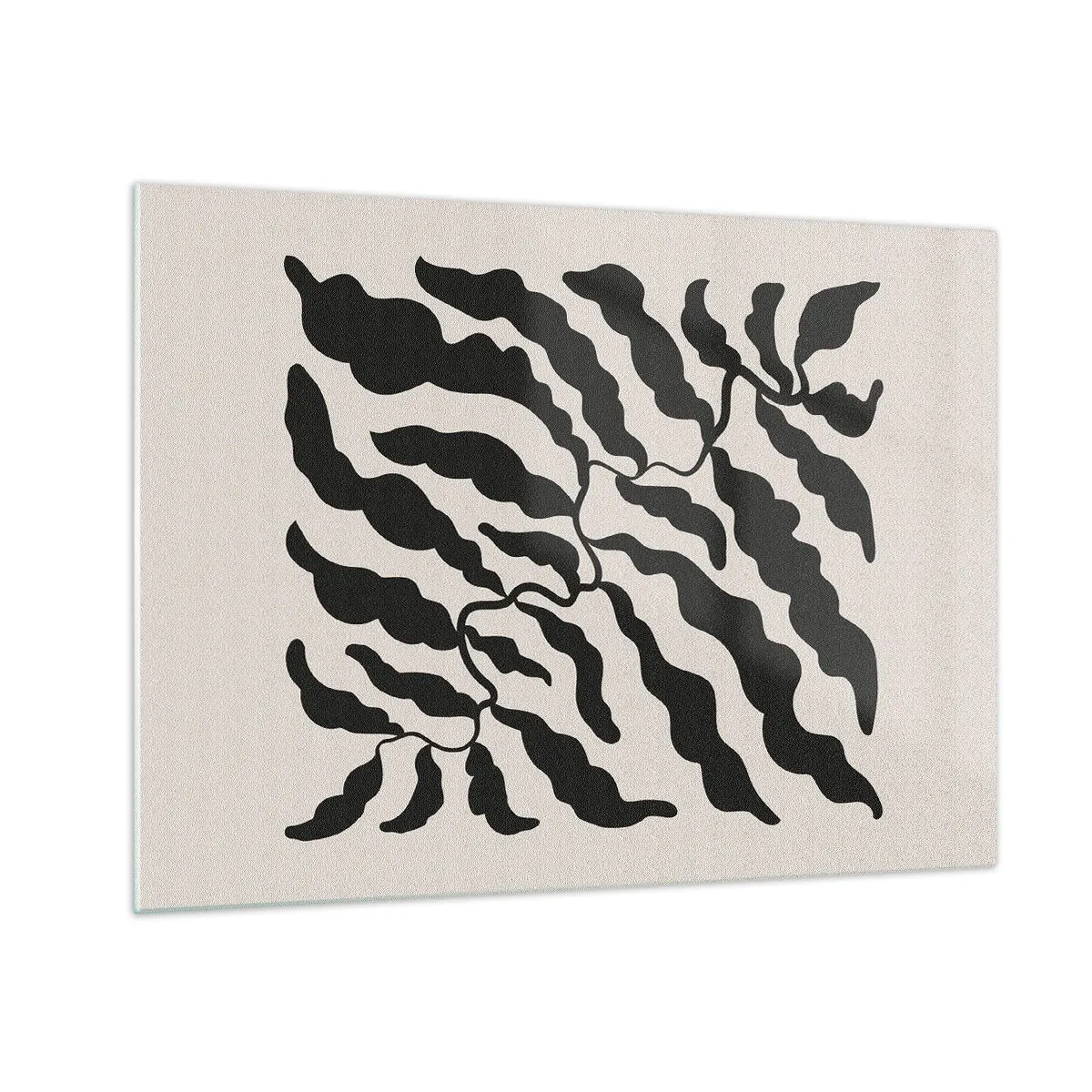 Üveg kép - Botanikai műalkotás organikus fekete levelekkel - 70x50cm - A tér természete - Modern fali dekoráció nappalihoz és hálószobához ARTTOR