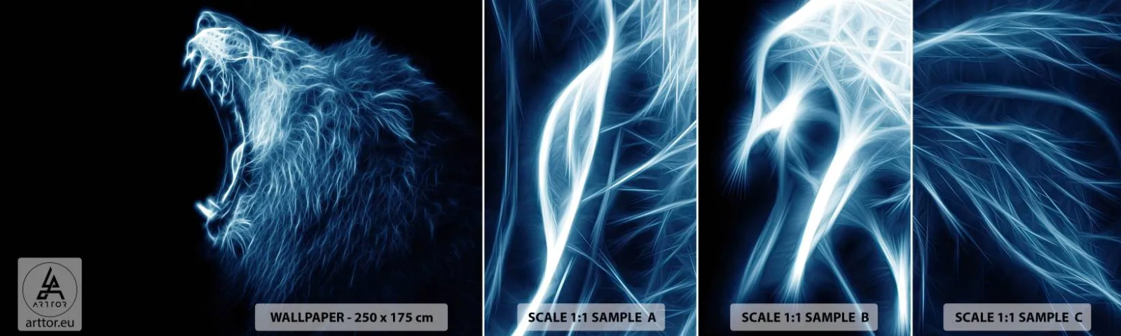 Fotótapéta Minta Standard Eco - A király tüzes haragja - Absztrakció, Oroszlán, Állatok - 100x30 cm