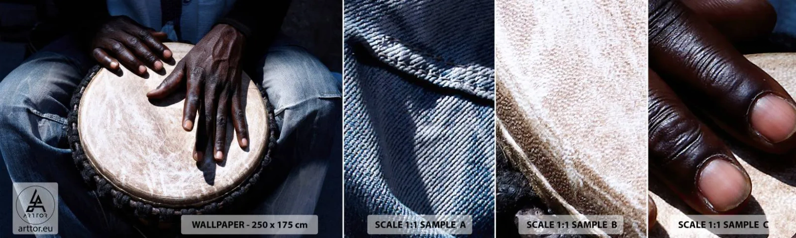 Fotótapéta Minta Öntapadós Deluxe Sticker - Élj a saját ritmusodban - Dob, Zene, Afrika - 100x30 cm