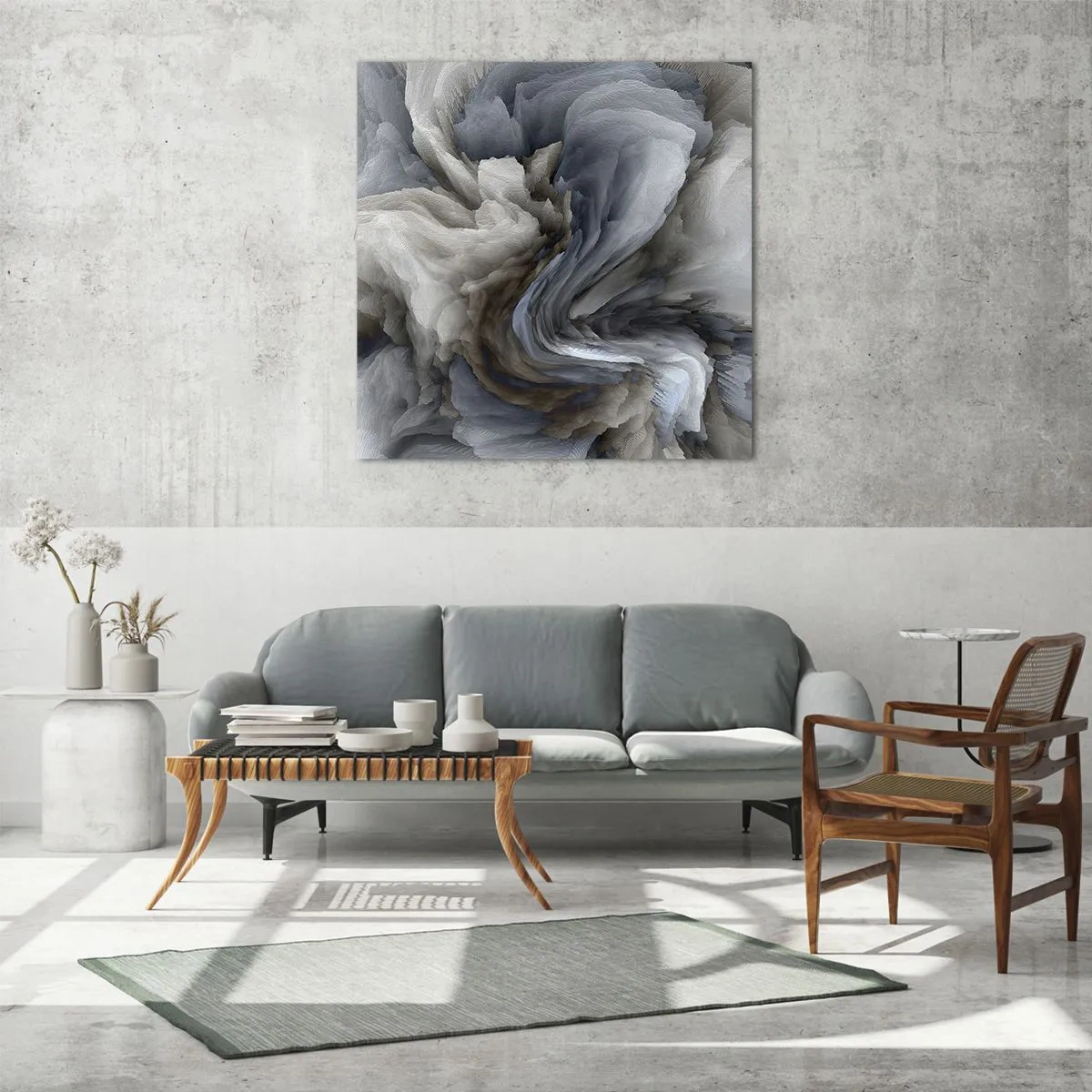 Üveg kép - Kő és virág - 60x60 cm