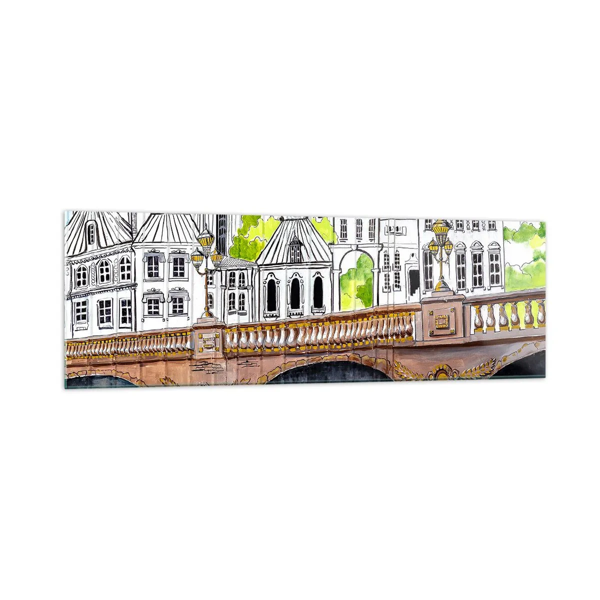 Üveg kép - Város mint a festményről - 160x50 cm