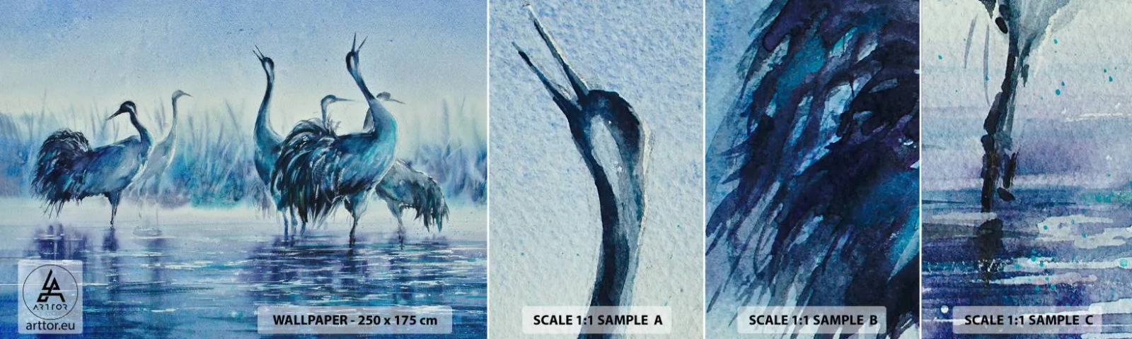 Fotótapéta Minta Öntapadós Deluxe Sticker - Reggeli találkozás - Madarak, Tájkép, Víz - 100x30 cm