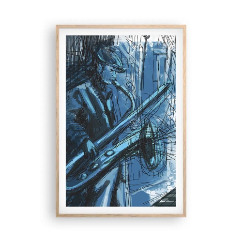 Poszter világos tölgy keretben - Városi rapszódia - 61x91 cm