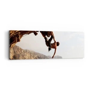 Vászonkép - A világ egy szikladarabon összezsugorodott egy kézben  - 90x30 cm