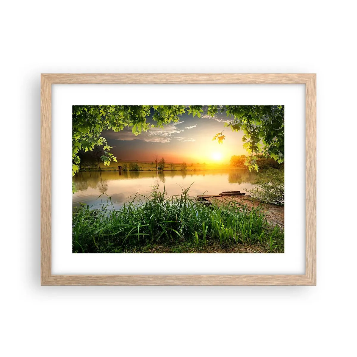 Poszter világos tölgy keretben - Táj zöld keretben - 40x30 cm