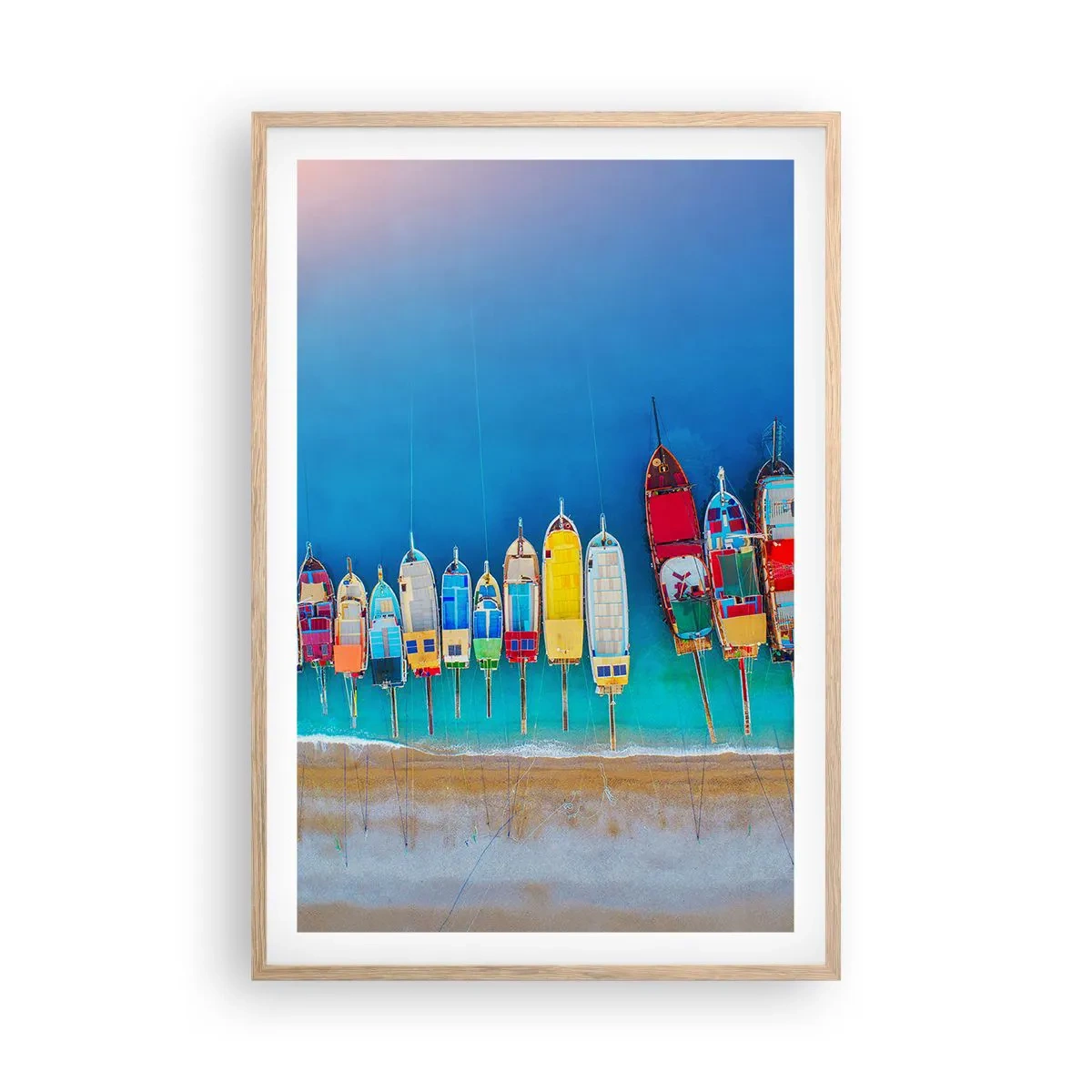 Poszter világos tölgy keretben - Madártávlatból - 61x91 cm