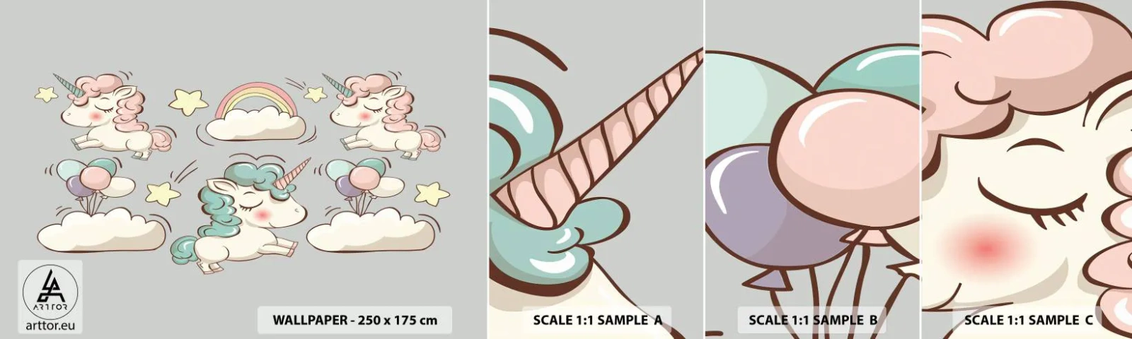 Fotótapéta Minta Öntapadós Deluxe Sticker - Biztosan léteznek... - Gyerekeknek, Egyszarvú, Tündérmese - 100x30 cm