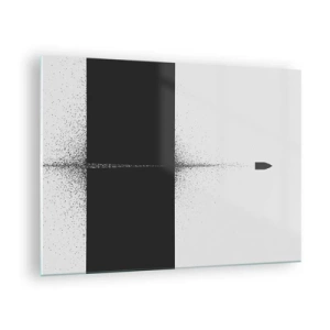 Üveg kép - Fekete-fehér absztrakt kompozíció dinamikus vonallal - 70x50cm - Egyenesen a cél felé - Modern fali dekoráció nappalihoz és hálószobához ARTTOR