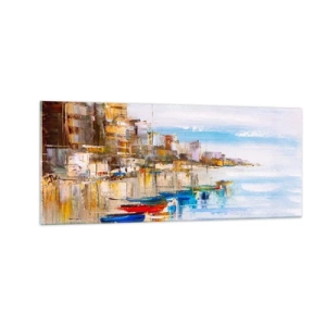 Üveg kép - Sokszínű városi kikötő - 100x40 cm