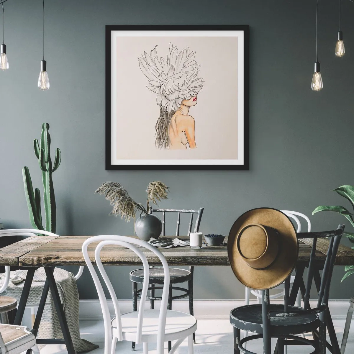 Poszter fehér keretben - Koronás szépség - 50x50 cm