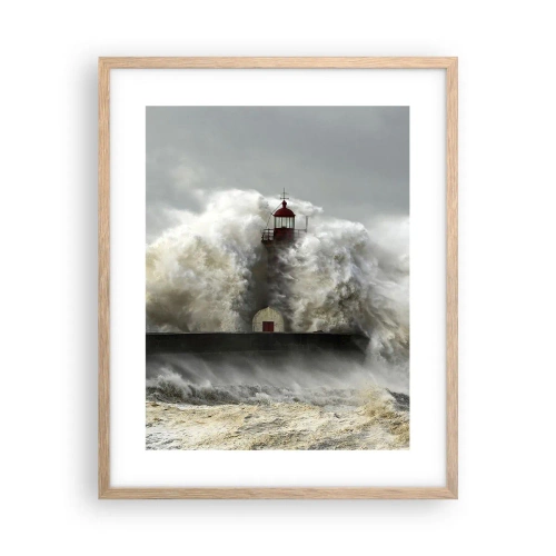 Poszter világos tölgy keretben - Az óceán haragja - 40x50 cm