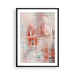 Poszter fehér keretben - Absztrakt kompozíció vörös és kék árnyalatokban - 50x70cm - Ködös. De rózsaszín - Modern fali dekoráció nappalihoz és hálószobához ARTTOR