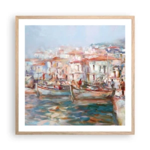 Poszter világos tölgy keretben - Pasztell vakáció - 60x60 cm