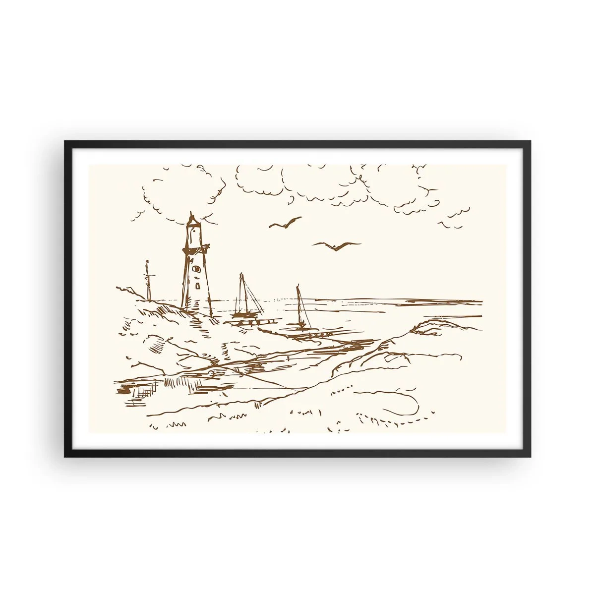 Poszter fehér keretben - A nyár emlékeinek vázlata - 91x61 cm