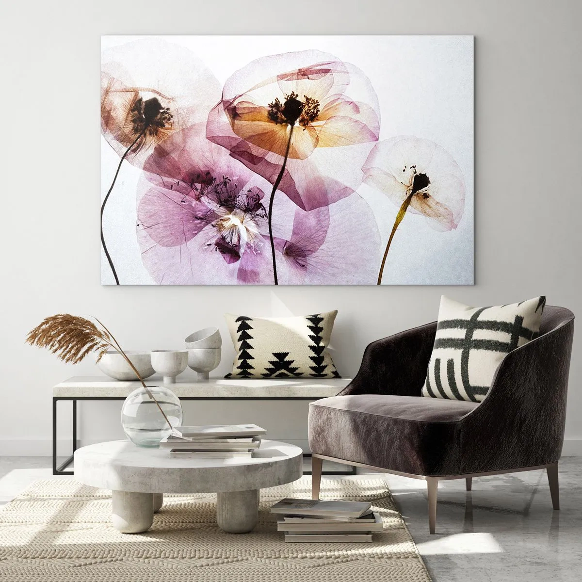 Üveg kép - Átlátszó virág test - 100x70 cm