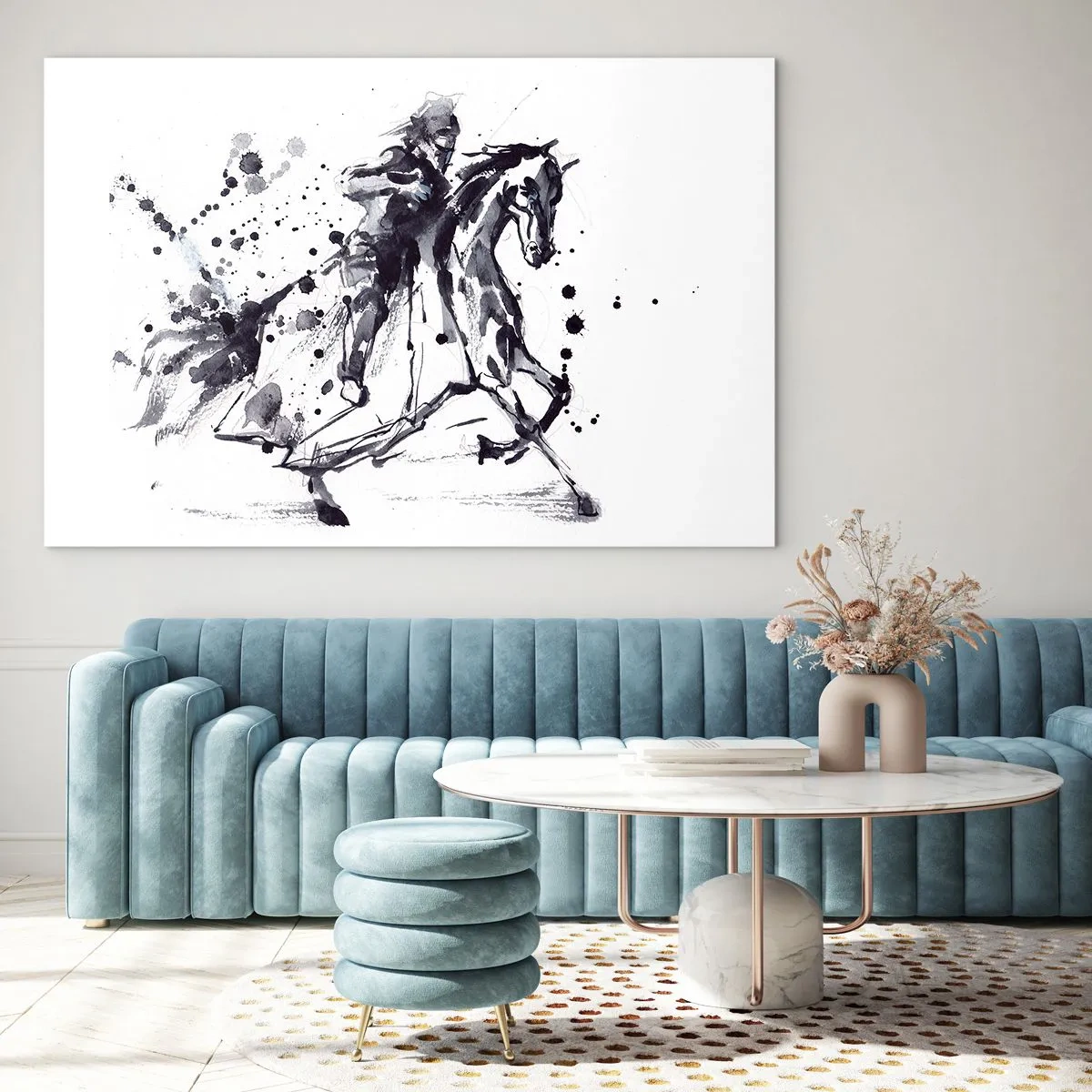 Üveg kép - Fekete lovag - 120x80 cm