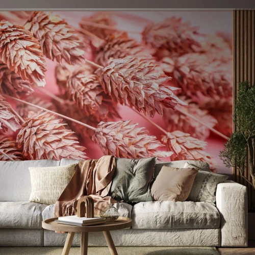 Fotótapéta Premium Sand - Rózsaszín virágos kaszkád - Szárított virágok, Csokor virág, Virágok - 100x70 cm