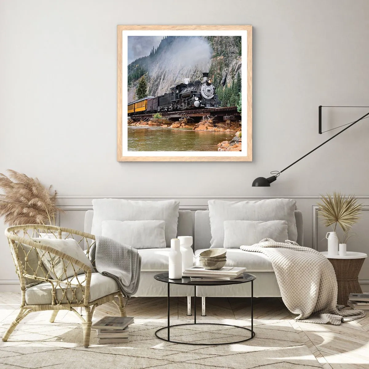 Poszter világos tölgy keretben - Hova? Hova? - 40x40 cm