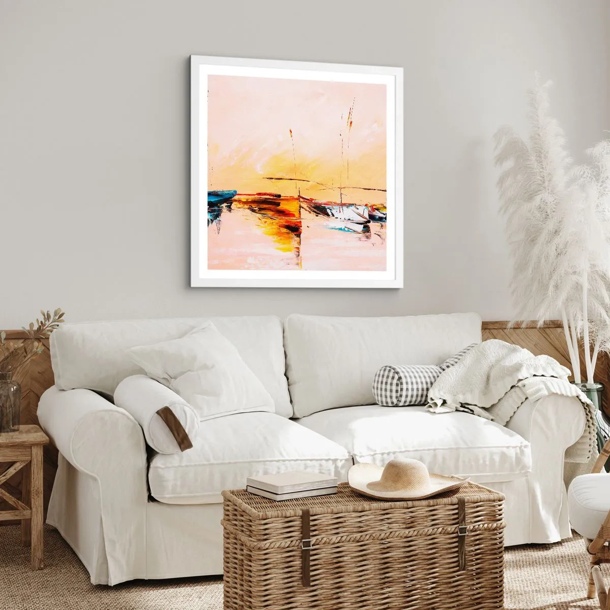 Poszter fekete keretben - Egy este a kikötőben - 60x60 cm