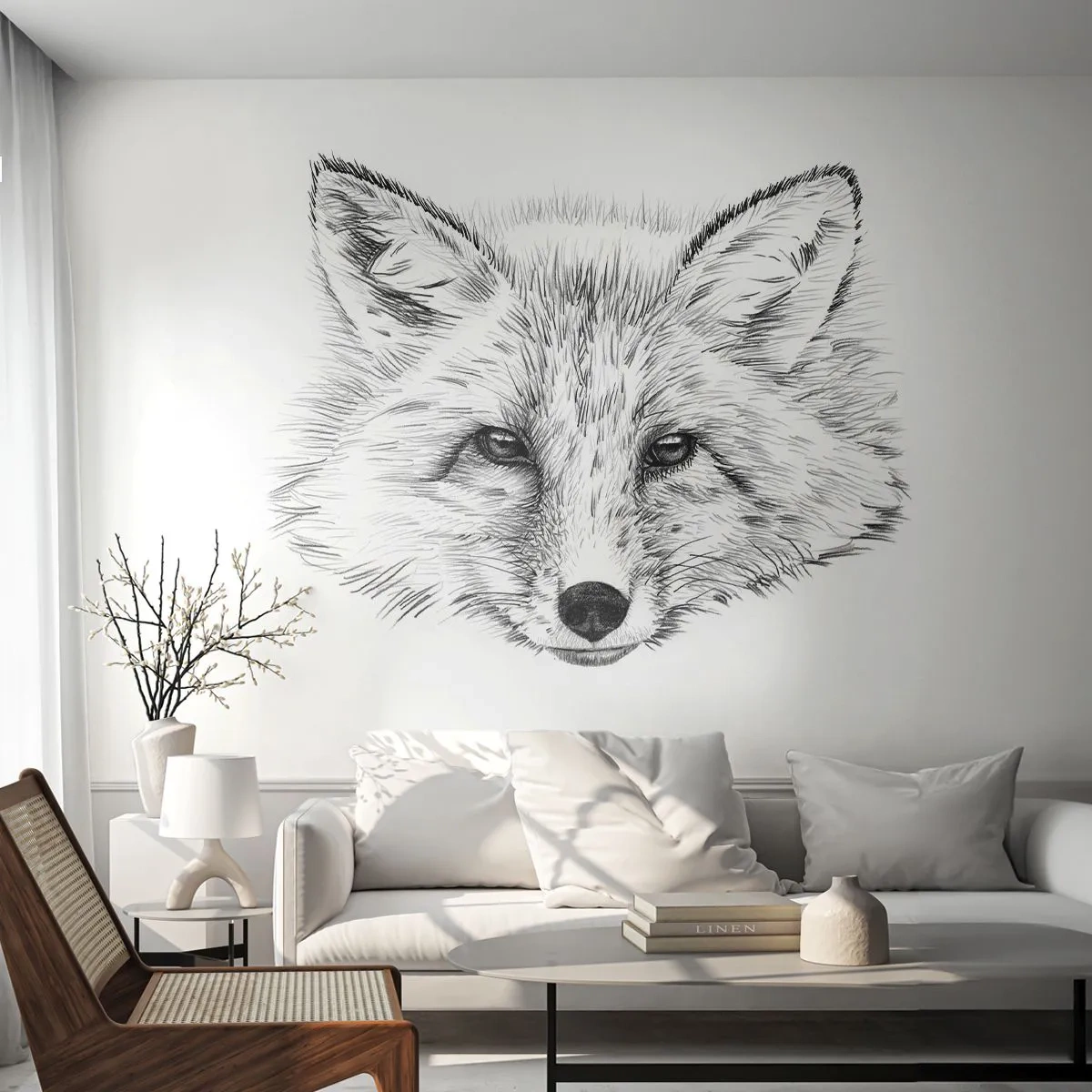 Fotótapéta Premium Sand - Hazudhatnak ezek a szemek? - Állatok, Róka, Grafika - 100x70 cm