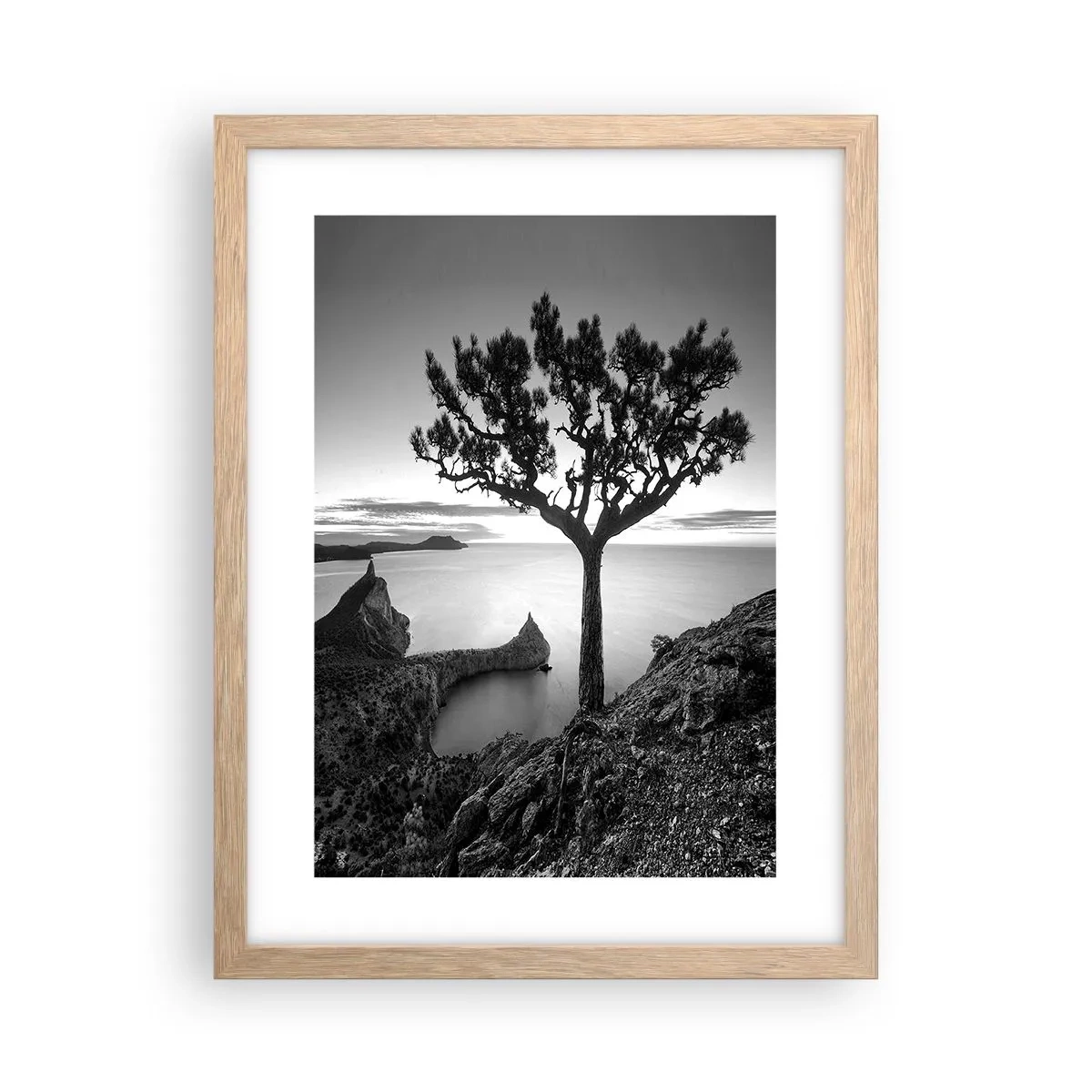 Poszter világos tölgy keretben - Béke a horizontig - 30x40 cm