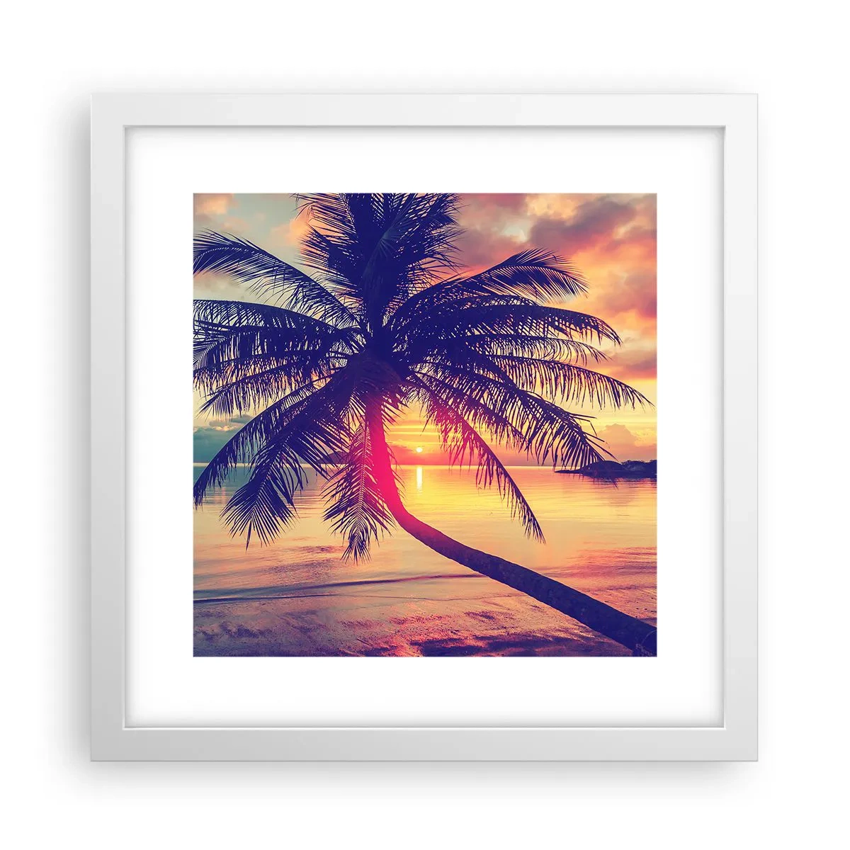Poszter fekete keretben - Este a pálmafák alatt - 30x30 cm