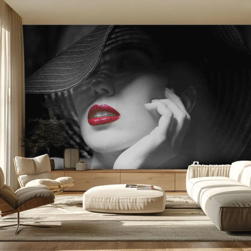 Fotótapéta Premium Canvas - Egy tanulmány Scarletben - Nő, vörös ajkak, Divat - 350x256 cm