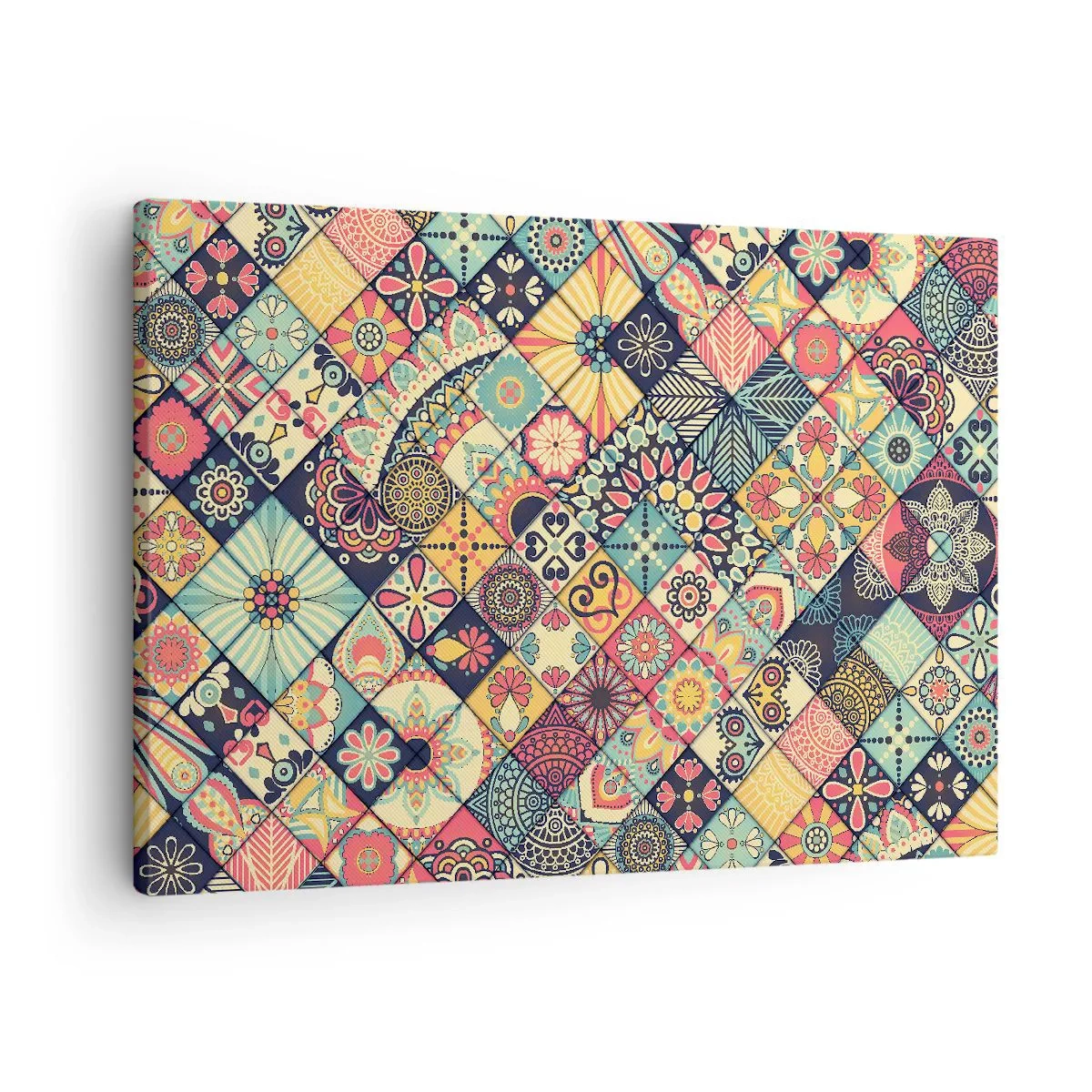 Vászonkép - Marokkói stílus ihlette színes geometrikus minták - 70x50cm - Marokkói hangulat - Modern fali dekoráció nappalihoz és hálószobához ARTTOR