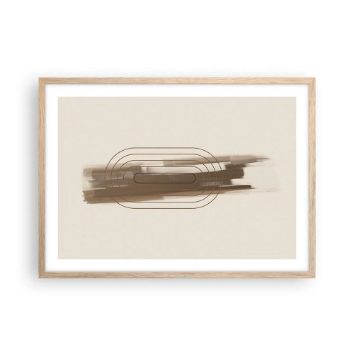 Poszter világos tölgy keretben - Szürke fuvallat - 70x50 cm