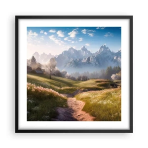 Poszter fehér keretben - Idilli völgy - 50x50 cm