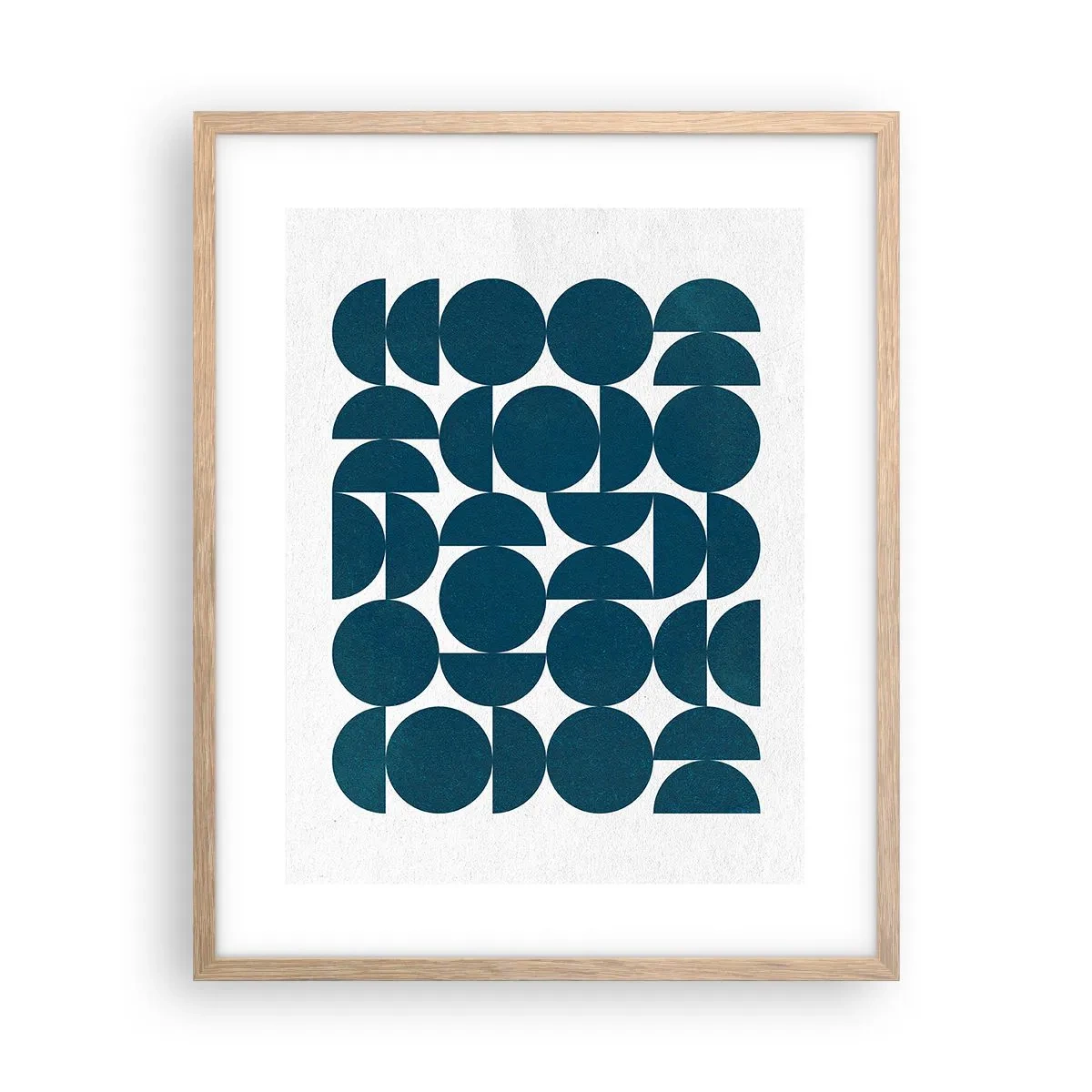 Poszter világos tölgy keretben - Körök és félkörök - 40x50 cm