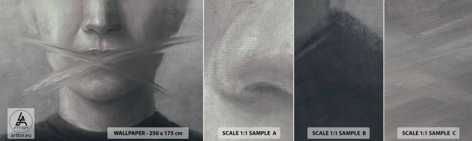 Fotótapéta Minta Premium Canvas - Szó nélkül - Absztrakció, Grafika, Arc - 100x30 cm