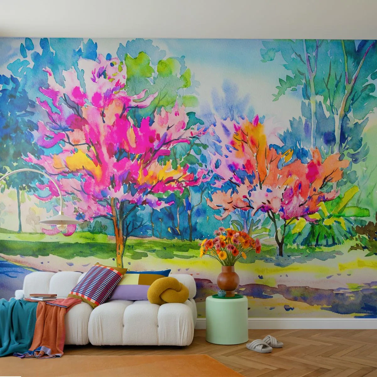 Fotótapéta Standard Eco - Szivárvány kert a tavaszi fényben - Park, fák, Természet - 200x140 cm