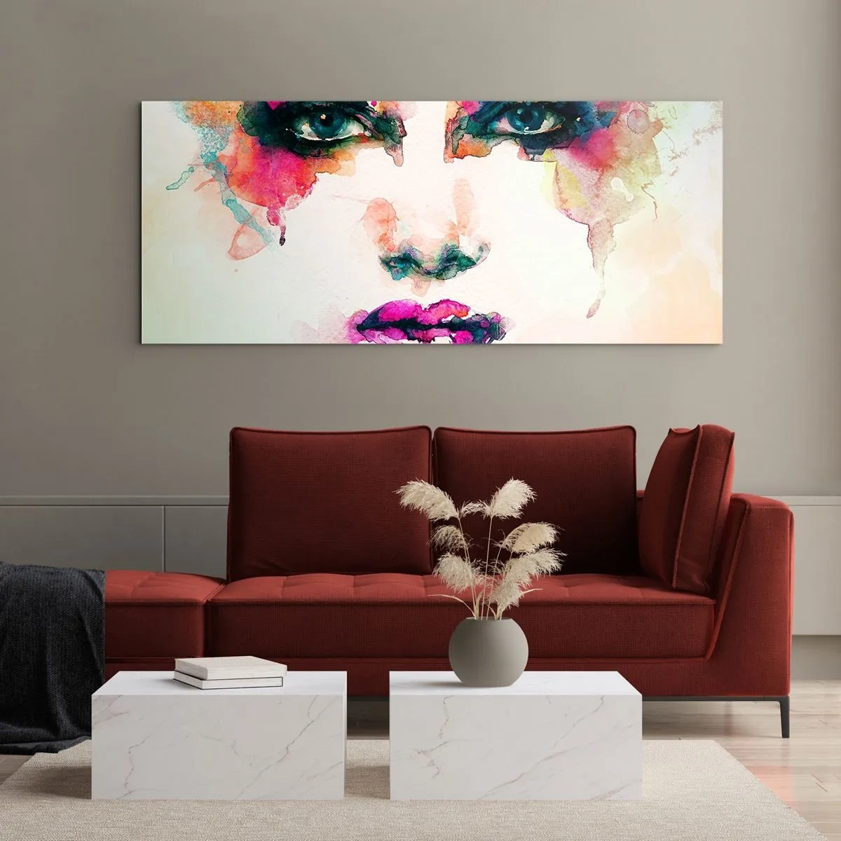 Üveg kép - Szivárvánnyal festett portré - 160x50 cm