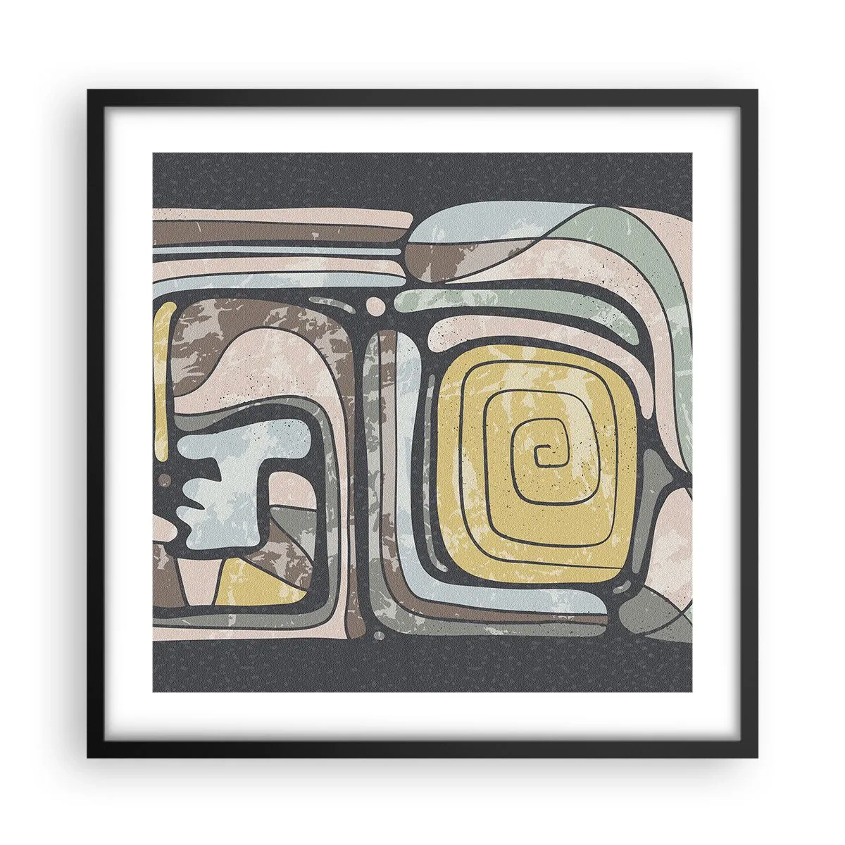 Poszter fehér keretben - Absztrakció pre-kolumbián szellemben - 50x50 cm