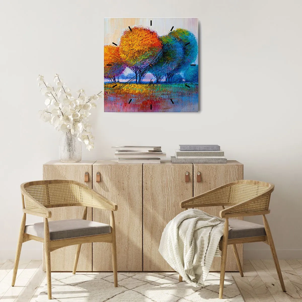 Falióra, Óra - Ragyogó színek csomója - 40x40 cm