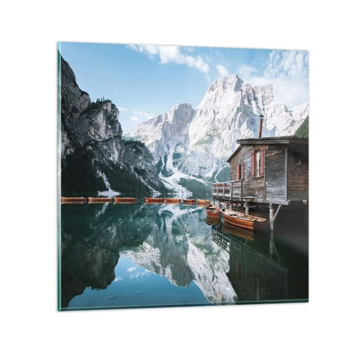 Üveg kép - Kristályos hegyi reggel - 50x50 cm