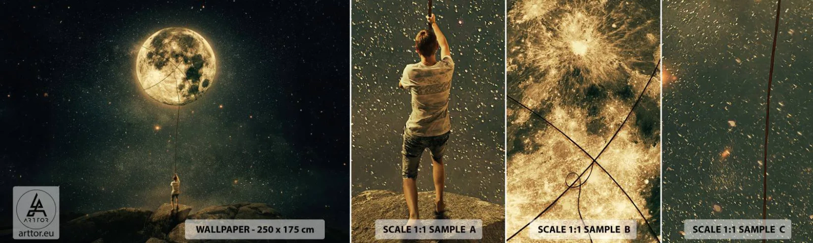 Fotótapéta Minta Standard Eco - Aki ellopta a holdat - Hold, Csillagok, Képzelet - 100x30 cm