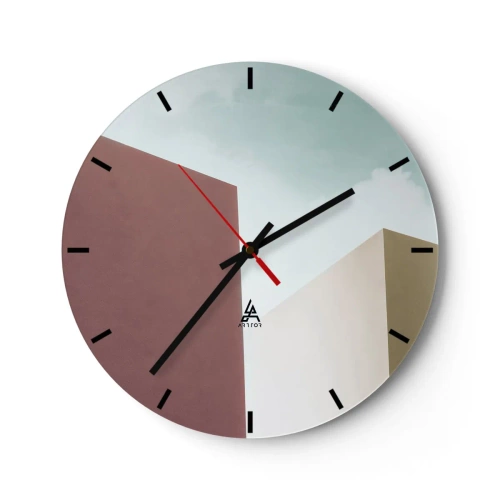 Falióra, Óra - Minimalista építészet geometrikus formákkal - 30x30cm - Egy napsütéses nyár geometriája - Modern fali dekoráció nappalihoz, konyhához és hálószobához ARTTOR