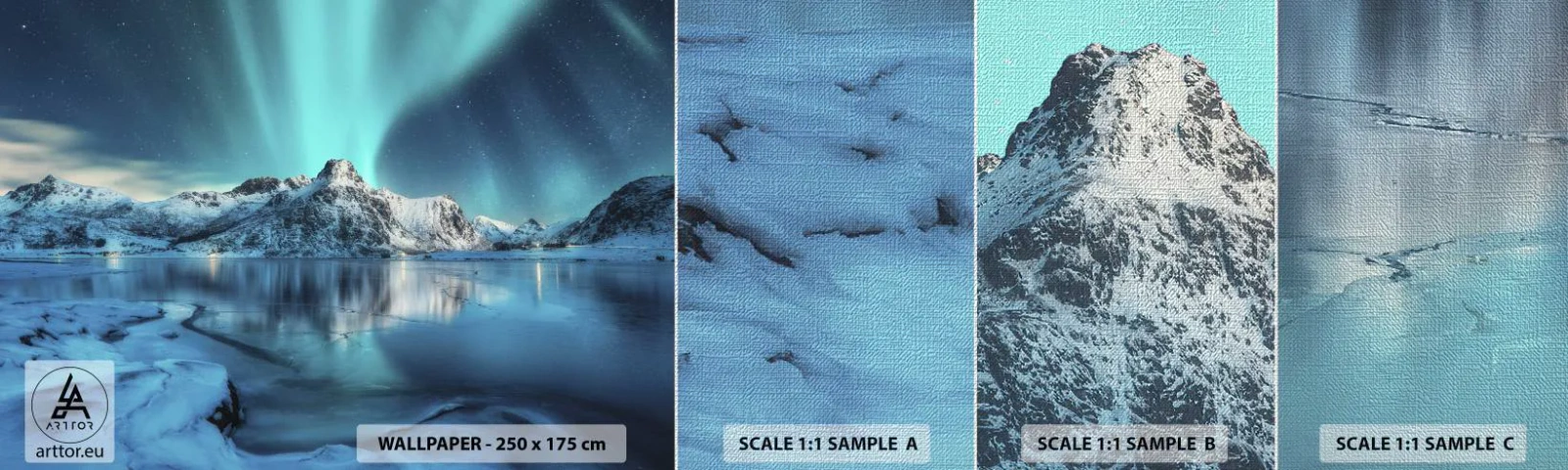 Fotótapéta Minta Premium Canvas - Fénynek az éjszakában - Északi fény, Norvégia, Tájkép - 100x30 cm