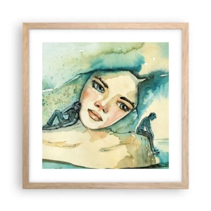 Poszter világos tölgy keretben - Am I blue? - 40x40 cm