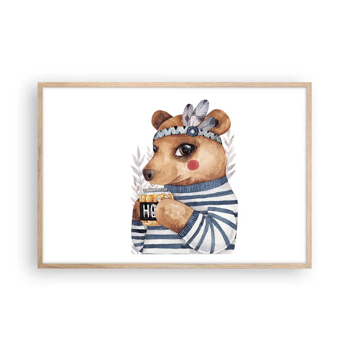 Poszter világos tölgy keretben - Édes Mackó - 91x61 cm