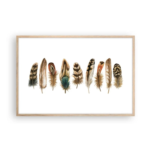 Poszter világos tölgy keretben - Tollas variáció - 91x61 cm