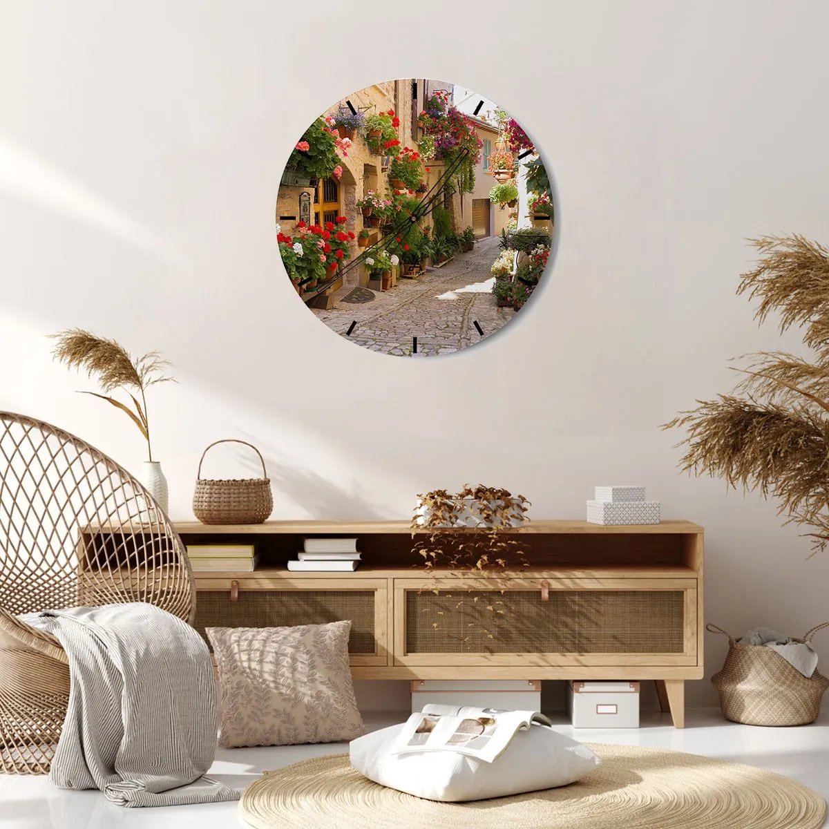 Falióra, Óra - A virágok özönében - 40x40 cm