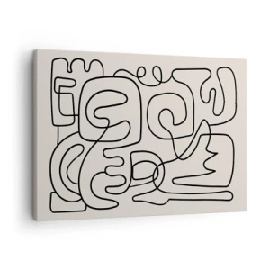 Vászonkép - Absztrakt vonalas minta fekete színben világos háttéren - 70x50cm - A nyomonkövetésben - Modern fali dekoráció nappalihoz és hálószobához ARTTOR