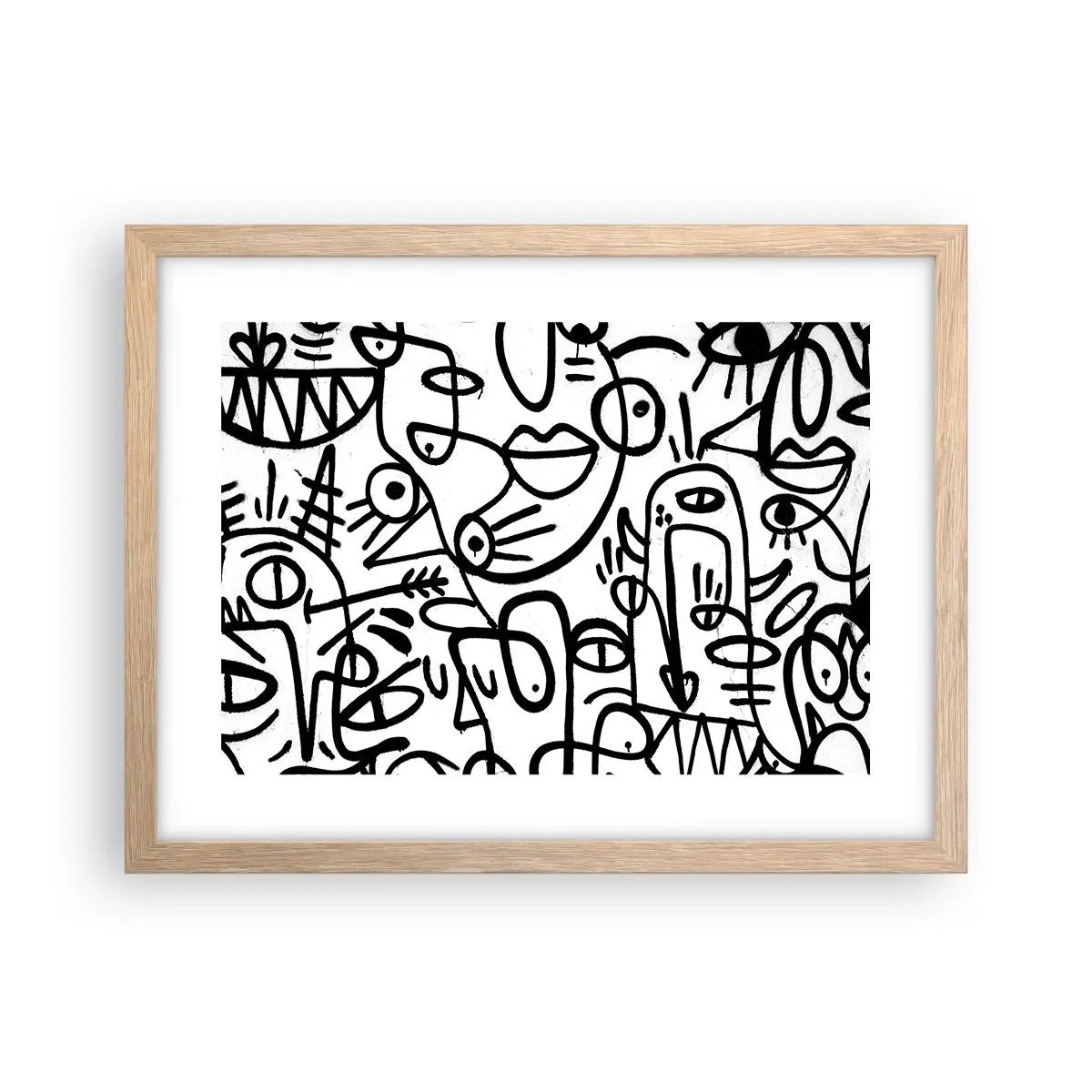 Poszter világos tölgy keretben - Arcok és délibábok - 40x30 cm